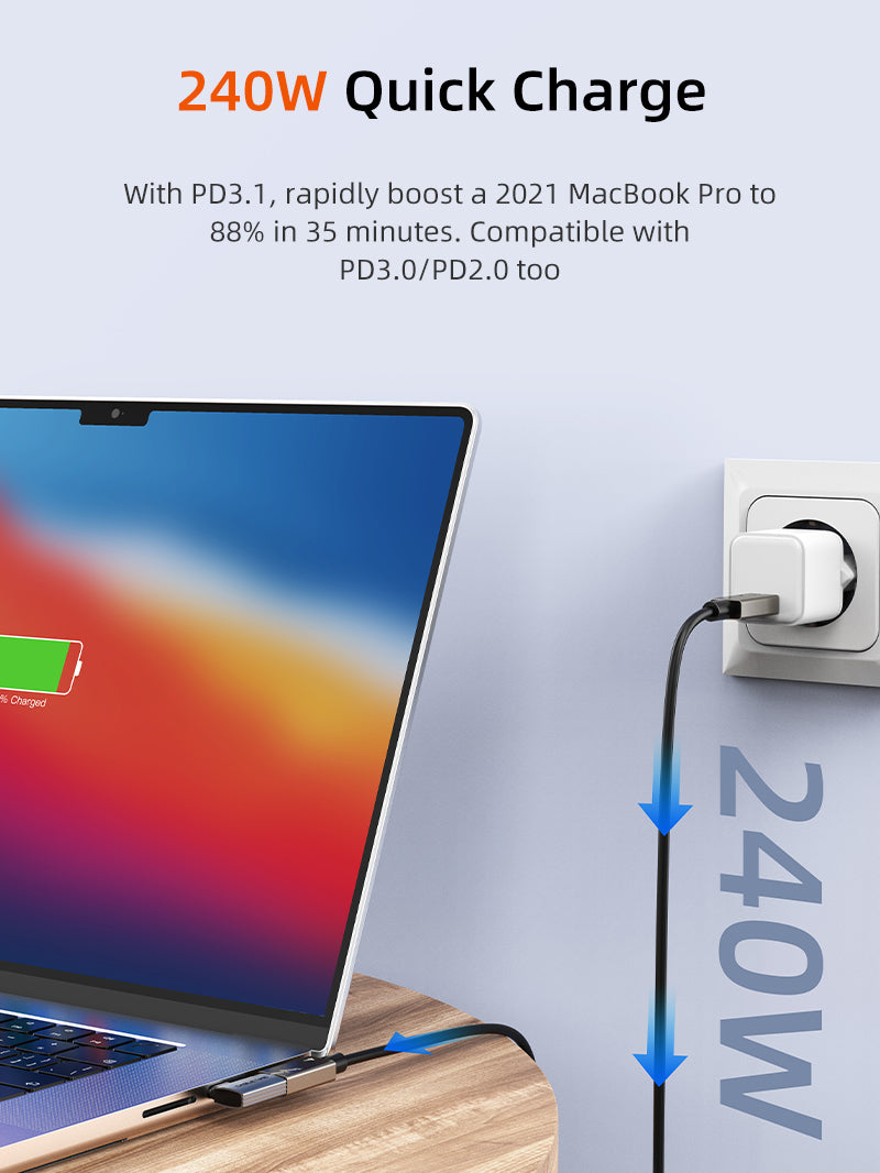 USB4 USB C OTG Adapter 240W 40Gbp 8K