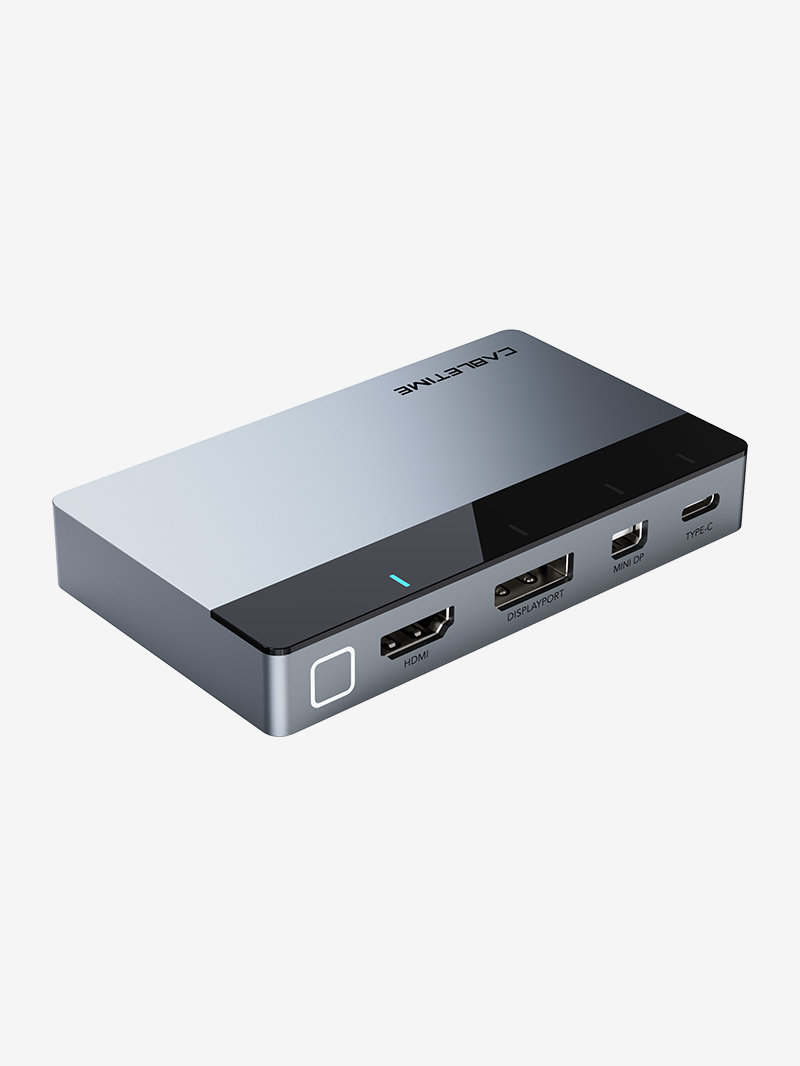 4-in-1 4K@60Hz HDMI Umschalter – Automatische Umschaltung zwischen USB-C/HDMI/DP/Mini DP und HDMI