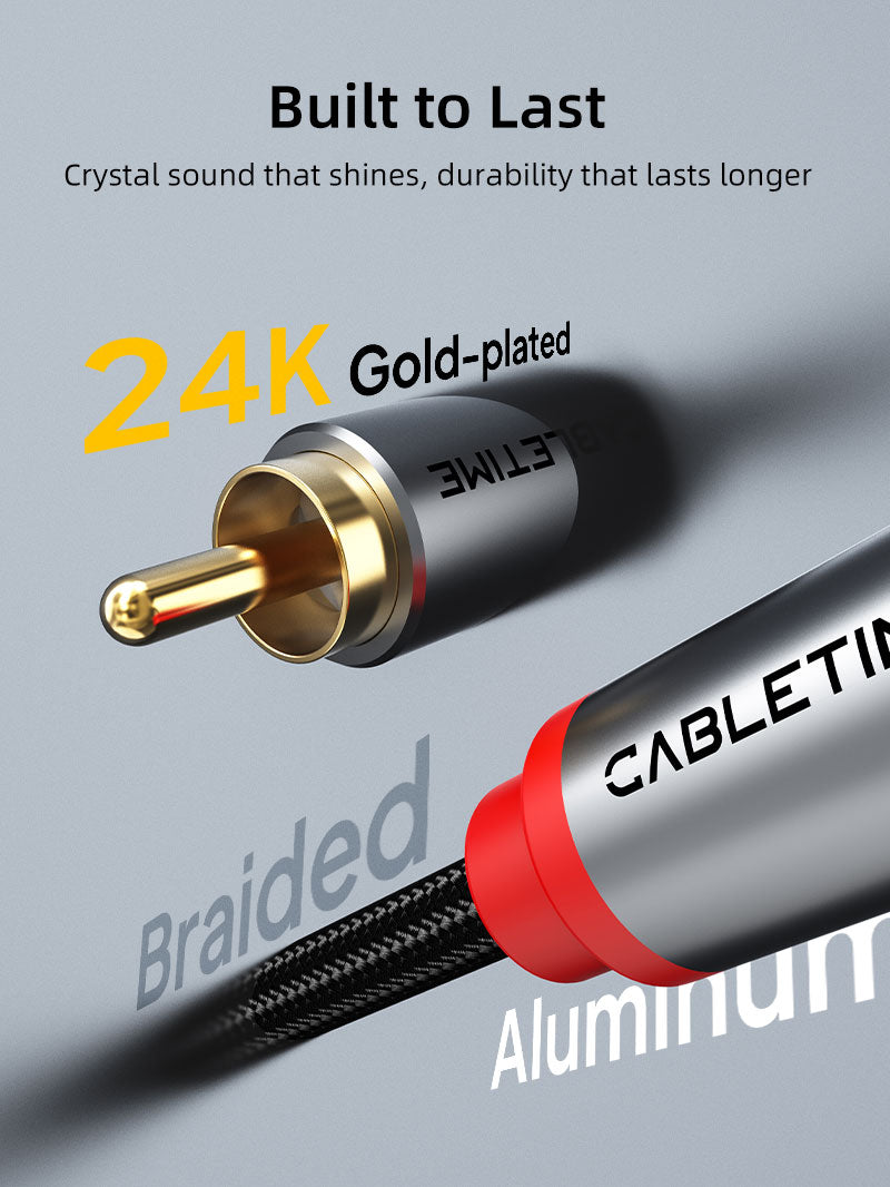 2RCA إلى 2RCA كابل صوت ستيريو ذكر إلى ذكر لمضخم المسرح المنزلي نظام هاي فاي مكبر صوت للسيارة