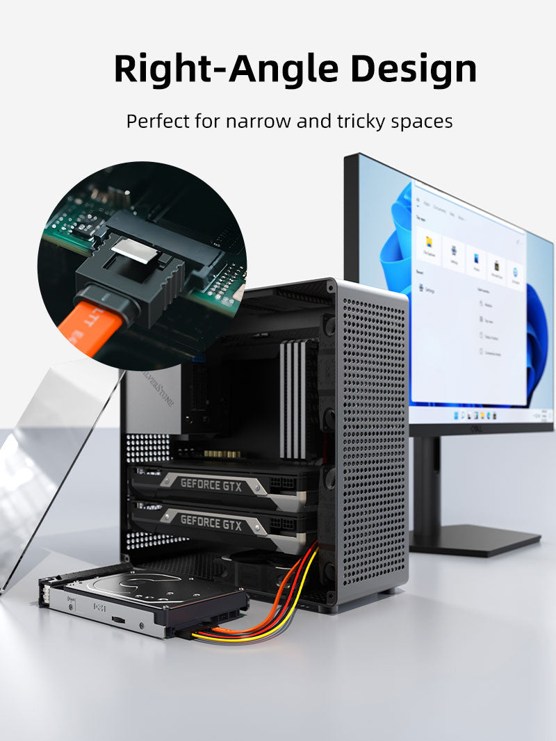 Cavo SATA 3.0 da 6 Gbps ad angolo retto per unità HDD/SSD/CD e DVD