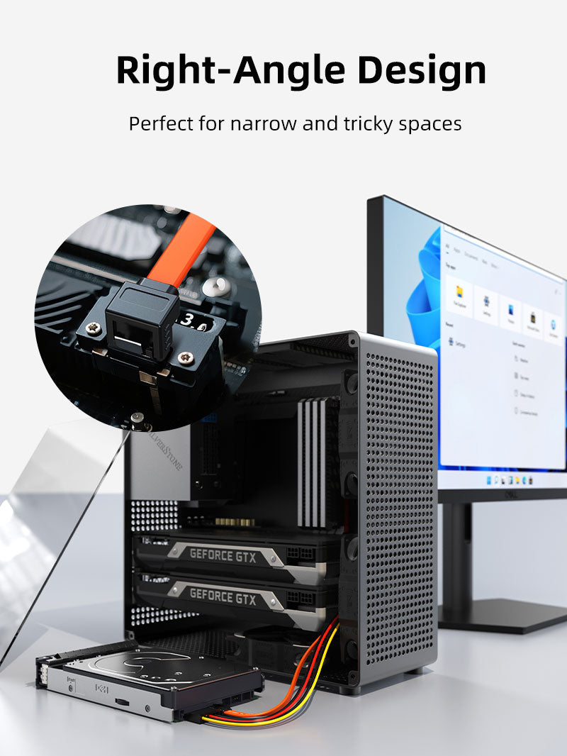 Câble SATA III à angle droit pour disque dur SSD