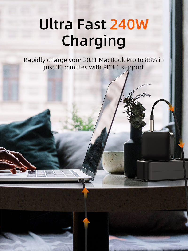 USB 4 Cable Type C 240w Charging 40Gbps 8K PD 3.1 for Macbook