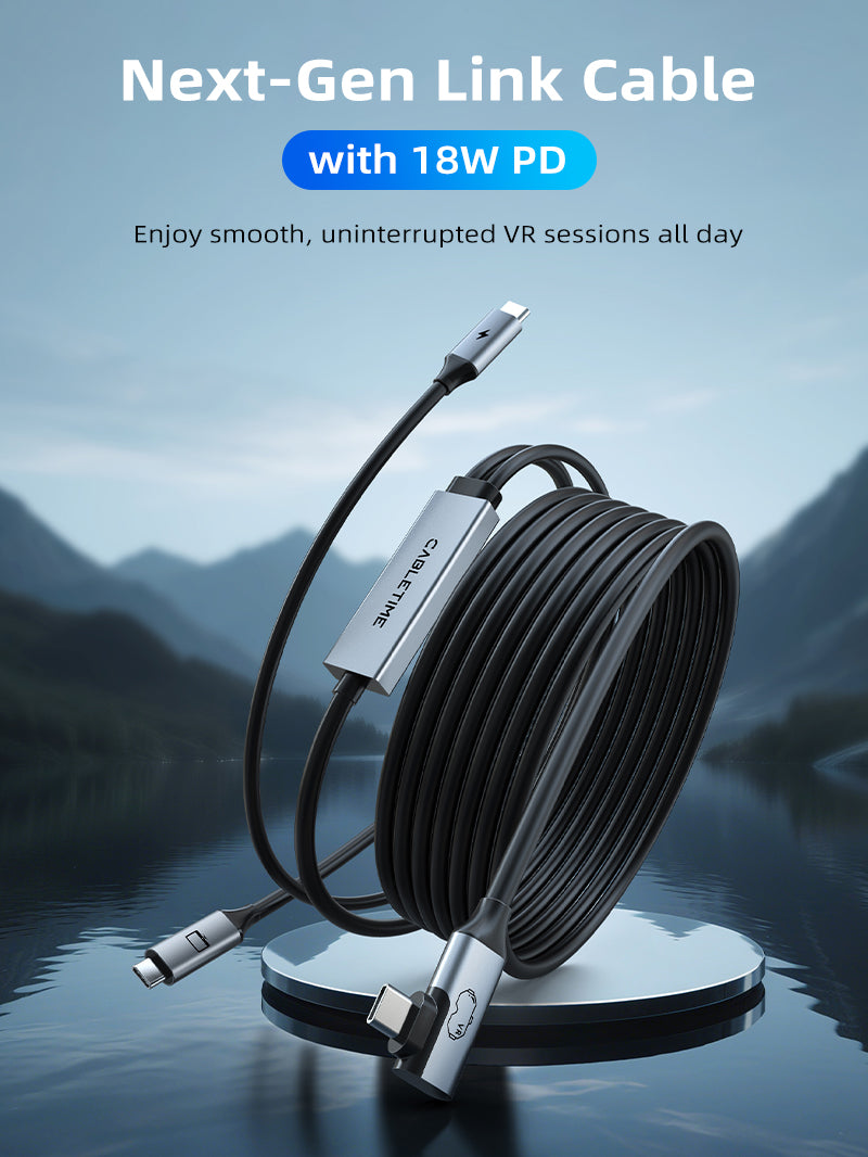 USB C to USB C VR Link Cable 16FT with 18W Charging – Compatible with Meta Quest 3S/3/2/Pro, Oculus Quest, Pico 4, PC VR, Steam VR