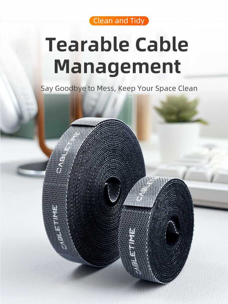 Tearable and Reusable Hook and Loop Cable Tie Roll 2M 5M