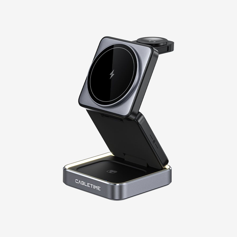Supporto per telefono di ricarica wireless, supporto per caricabatterie per cellulare, stazione di ricarica rapida e pieghevole, portatile da 15 W, supporto da scrivania per telefono con luce adattiva Supporto per telefono di ricarica wireless, supporto per caricabatterie per cellulare, stazione di ricarica rapida e pieghevole, portatile da 15 W, supporto da scrivania per telefono con luce adattiva