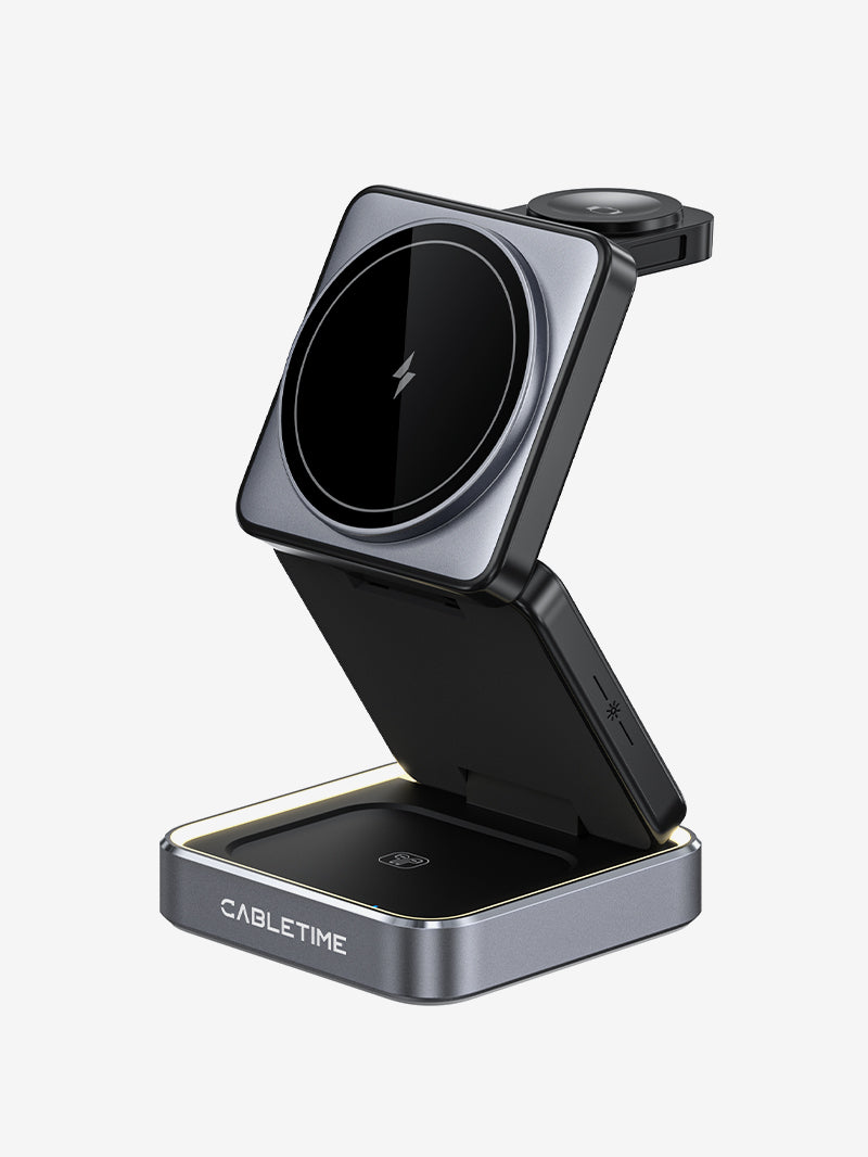 3 in 1 Foldable Wireless Stand for iPhone, Apple Watch and Airpods
