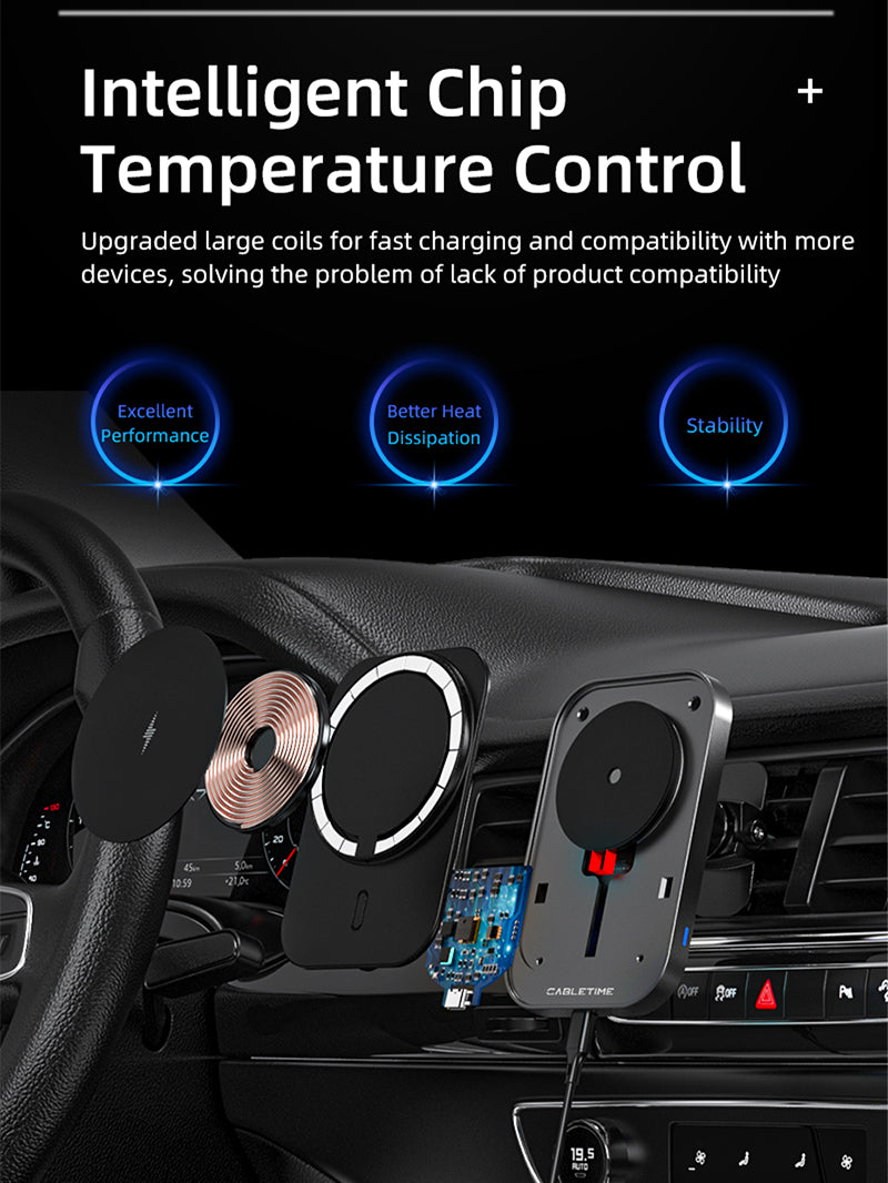 Magsafe 15w Magnetic Wireless Car Charger Holder for iPhone 16/15/14/13/12