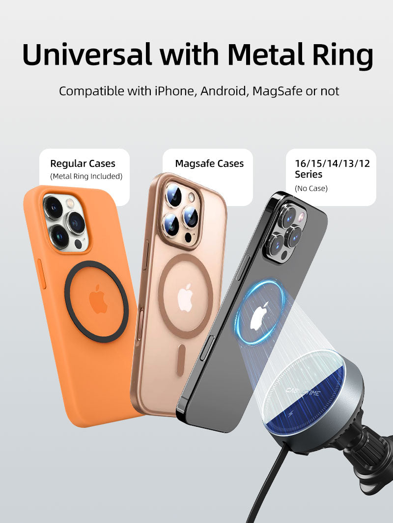 Caricatore auto wireless magnetico da 2 in 1 con cavo retrattile