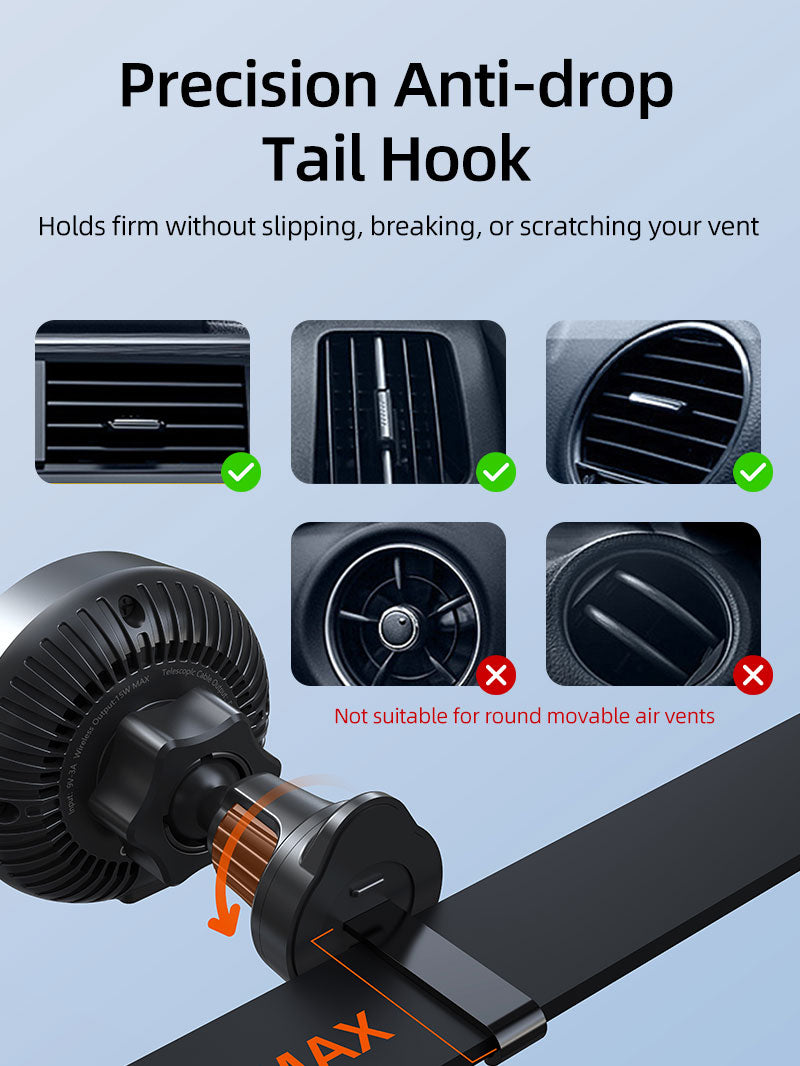 Caricatore auto wireless magnetico da 2 in 1 con cavo retrattile