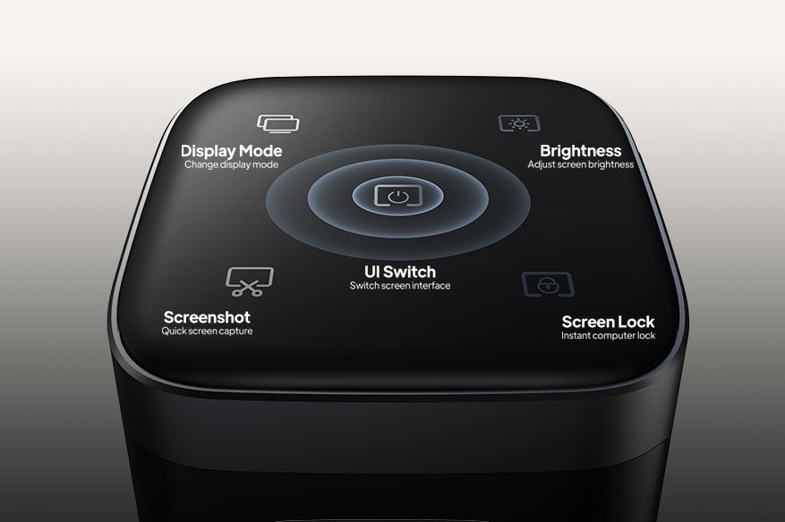 Top view of the dock's five touch shortcut controls