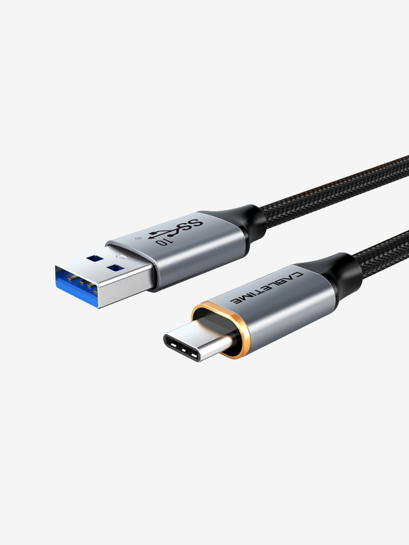 Câble USB-C coudé 100W, Résolution 4K + Transfert 20Gbps - Gris 3m
