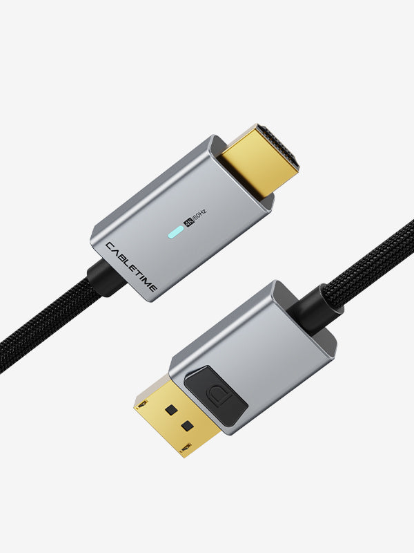 CABLETIME 6ft DisplayPort To HDMI Male To Male Cable 4K 60Hz