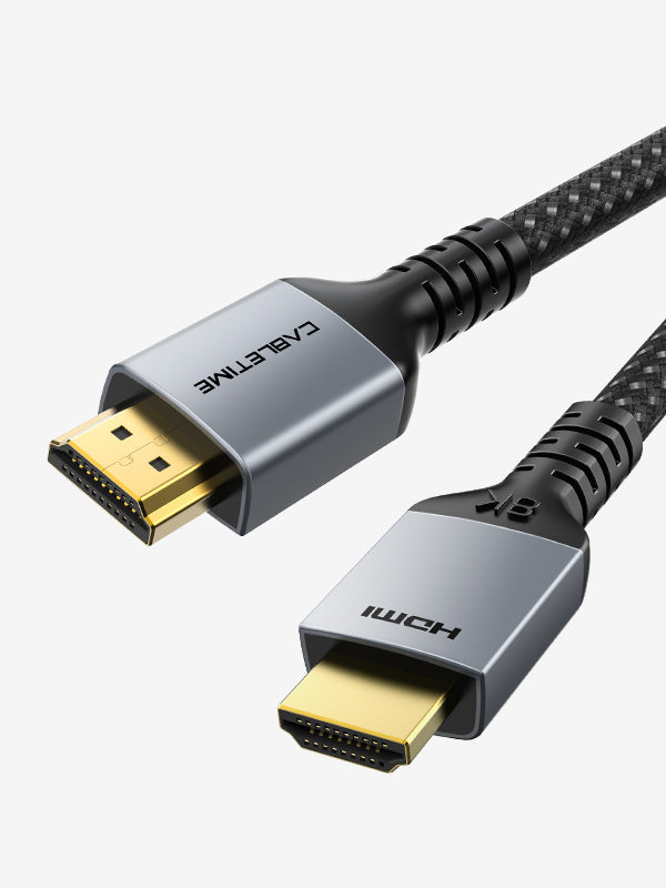 HDMI 2.1 HDMI Cable, M/M, Silver Aluminum shell, Black nylon braid cable,  Support 8K@60HZ, 4K@120HZ, 3M