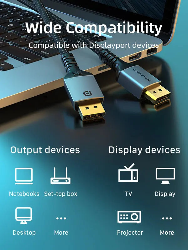 CABLETIME DisplayPort To DisplayPort Cable DP1.4 for TV, PROJECTOR, LAPTOP, SET-TOP BOX