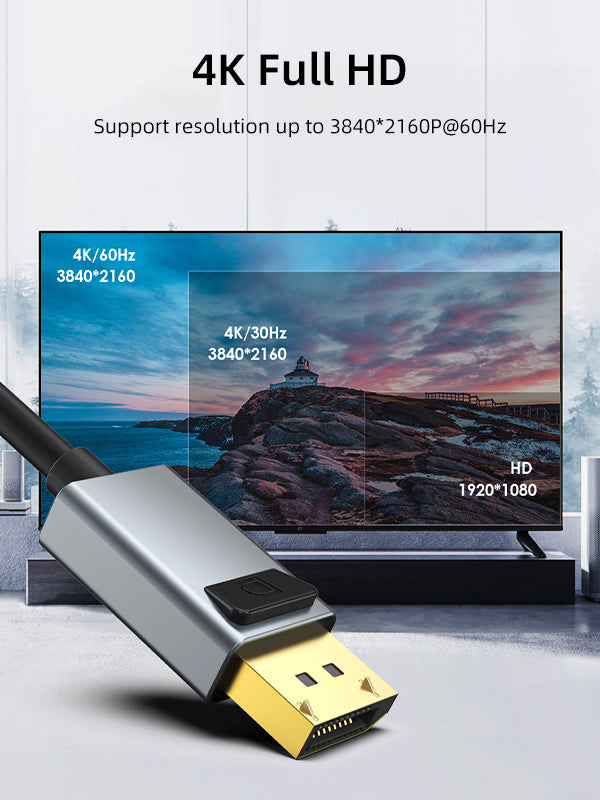 CABLETIME DisplayPort to HDMI Adapter Converter with 4K 60Hz full HD display