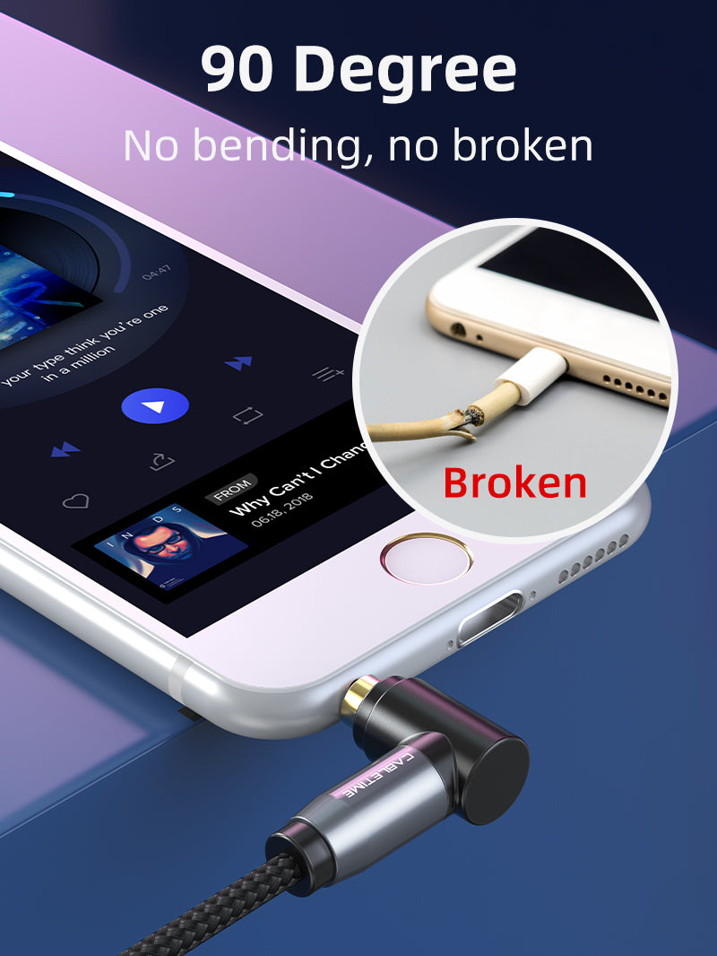 CABLETIME 3.5MM 90 Degree Right Angle Audio Aux Cable Cord, no broken