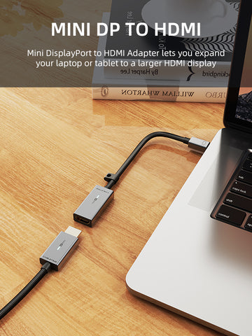 CABLETIME 4K Mini DP DisplayPort to HDMI Adapter expand your laptop or tablet to a larger HDMI display