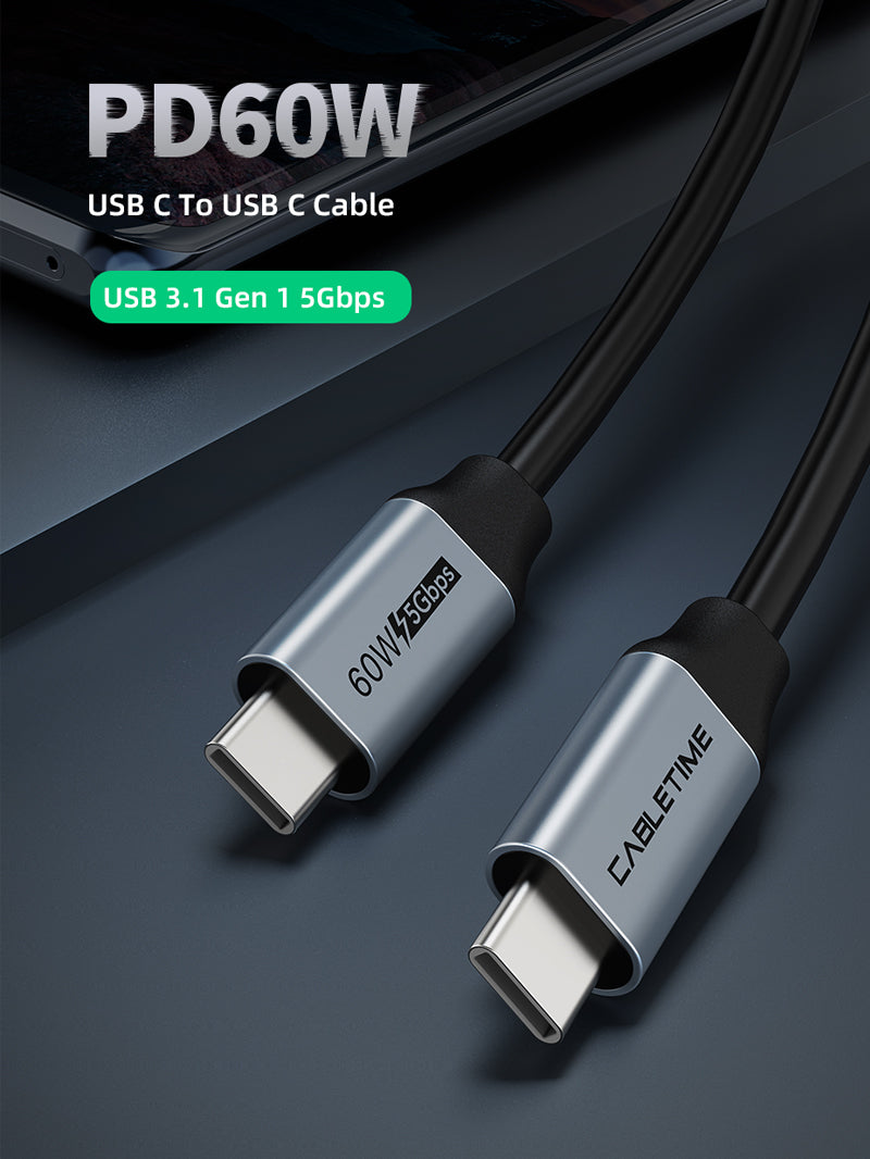 CABLETIME Fast Charging 60w USB C to USB C Cable