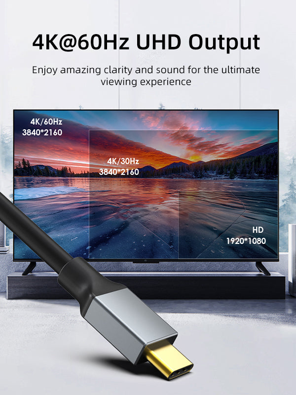 CABLETIME USB Type C Male To HDMI Female Adapter with 4K@6OHz UHD Output