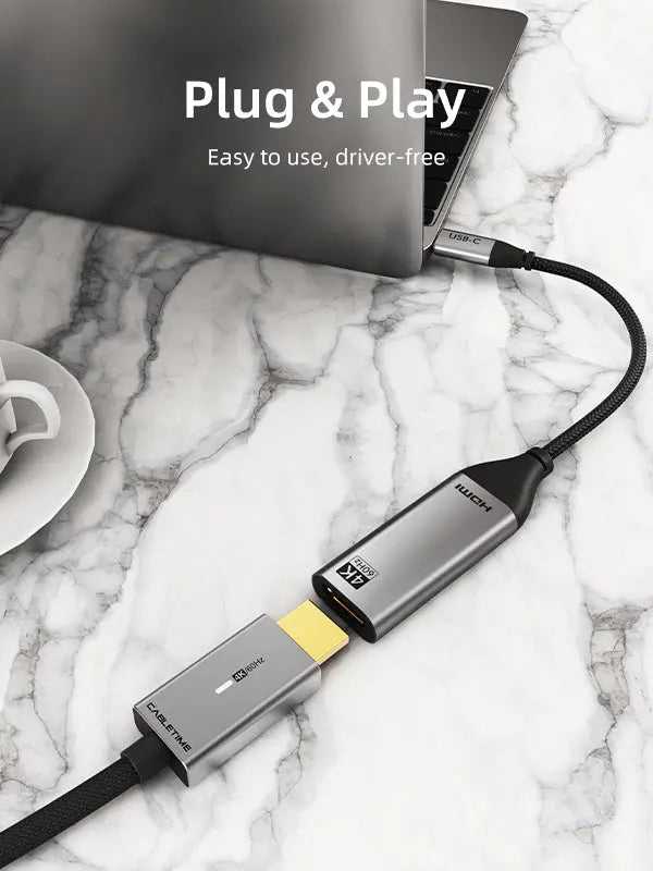 CABLETIME USB Type C To HDMI Adapter 4K 60Hz , plug and play