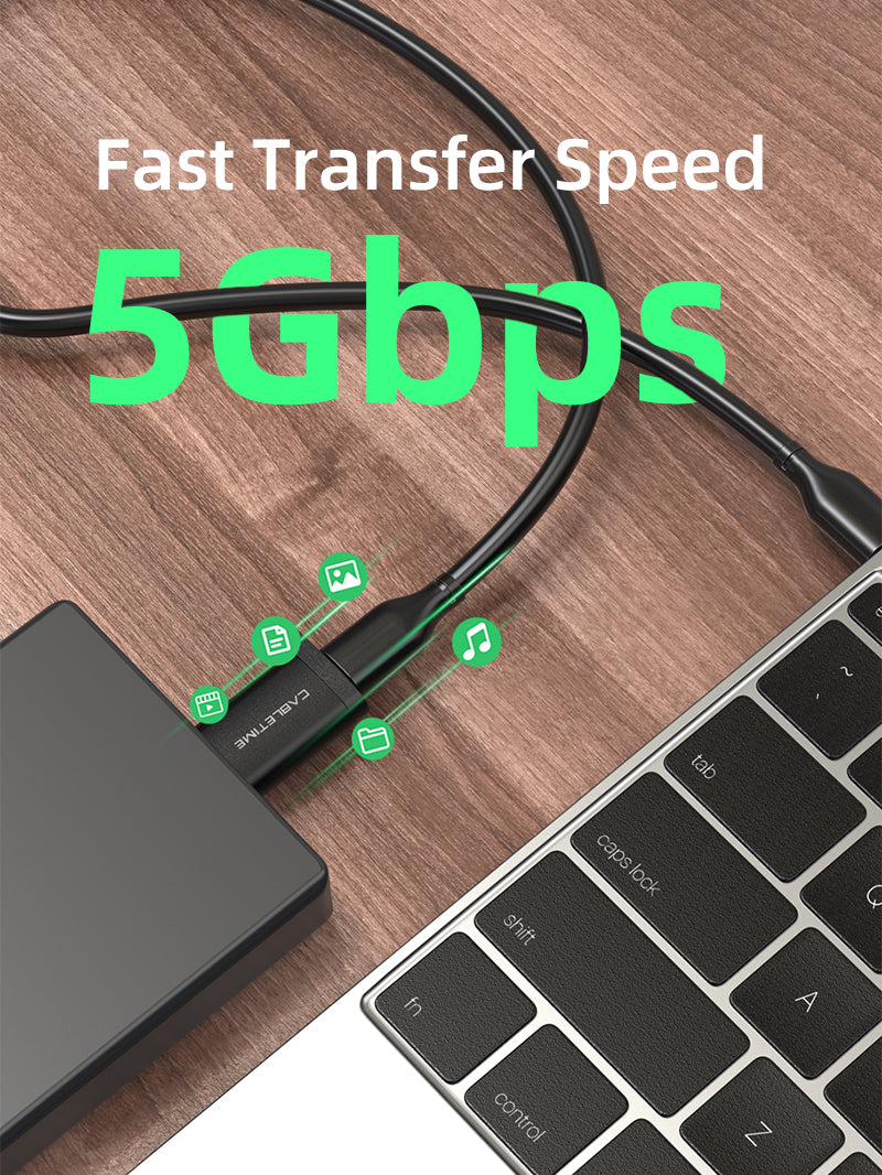 CABLETIME USB C Female to USB A Male Adapter offer 5Gbps transmission rate