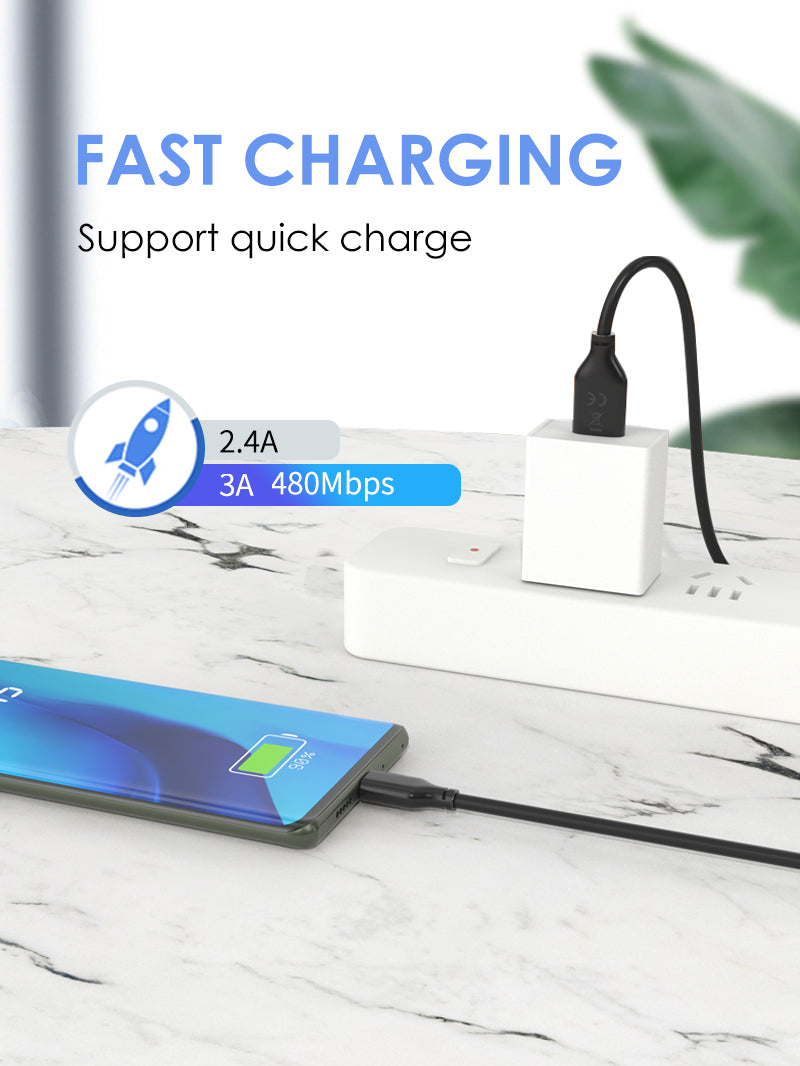 Wholesale USB A 2.0 to USB C 3A Charger Cable for Samsung Galaxy