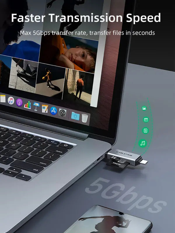CABLETIME OTG USB C 3.0 Sd Tf Card Reader with Max 5Gbps transfer rate,