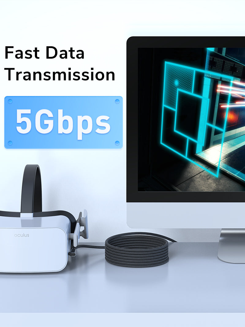 CABLETIME USB 3.0 Data Link Cable for Oculus Quest 2 VR Alternative support 5Gbps Fast Data Transmission