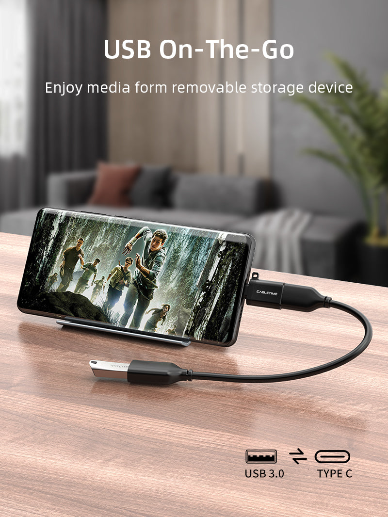 CABLETIME USB Type C Male to USB 3.0 Female Adapter support USB On-The-Go function