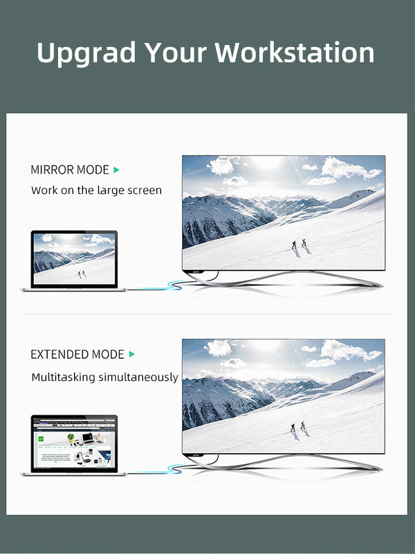 CABLETIME Mini DisplayPort to HDMI Cable 4K 60Hz with double screen