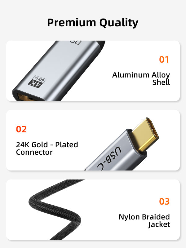 CABLETIME USB Type C to DisplayPort Adapter 4K 60Hz with Aluminum Alloy Shell