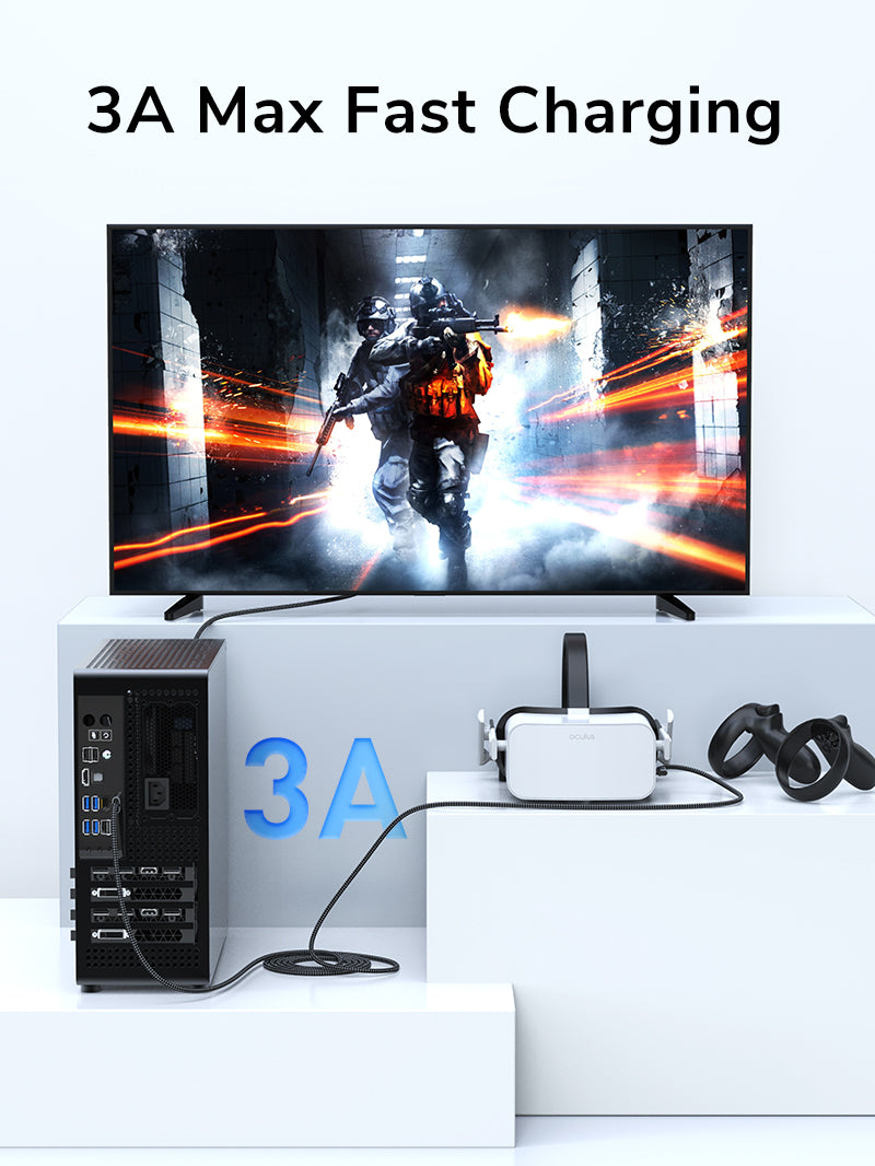 CABLETIME USB 3.0 Data Link Cable for Oculus Quest 2 VR Alternative offer 3A Max Fast Charging
