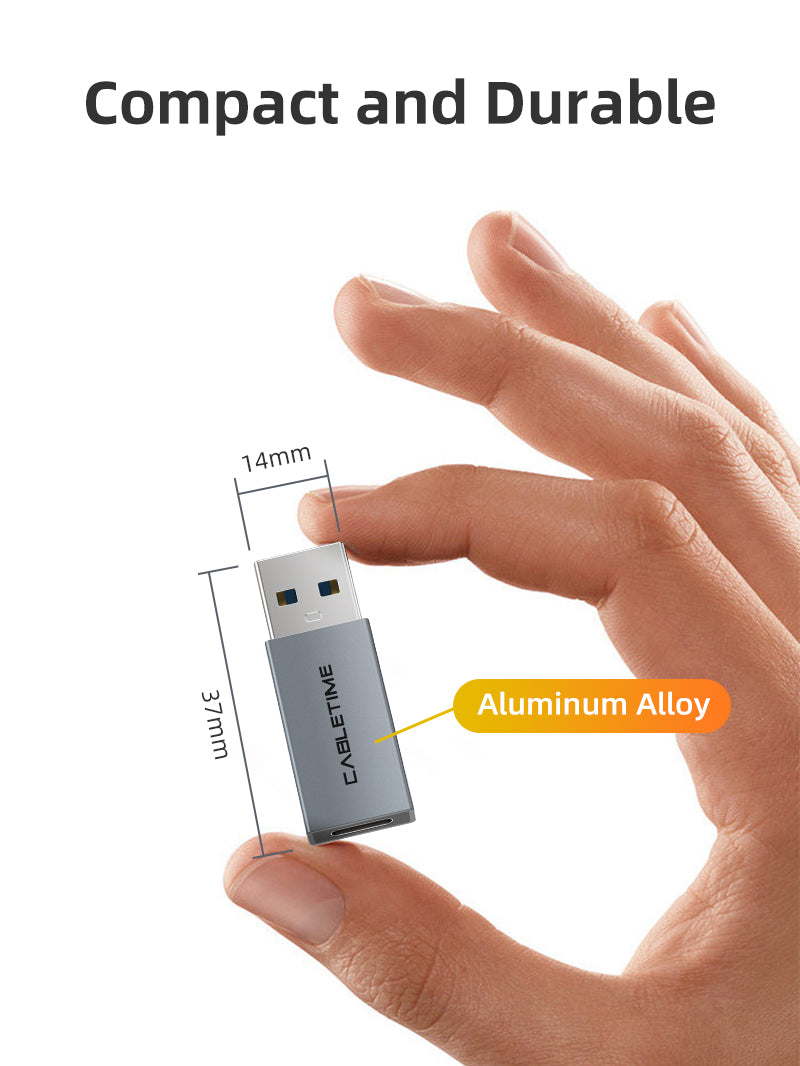 Compact and Durable CABLETIME USB 3.0 A Male to USB-C Female OTG Adapter