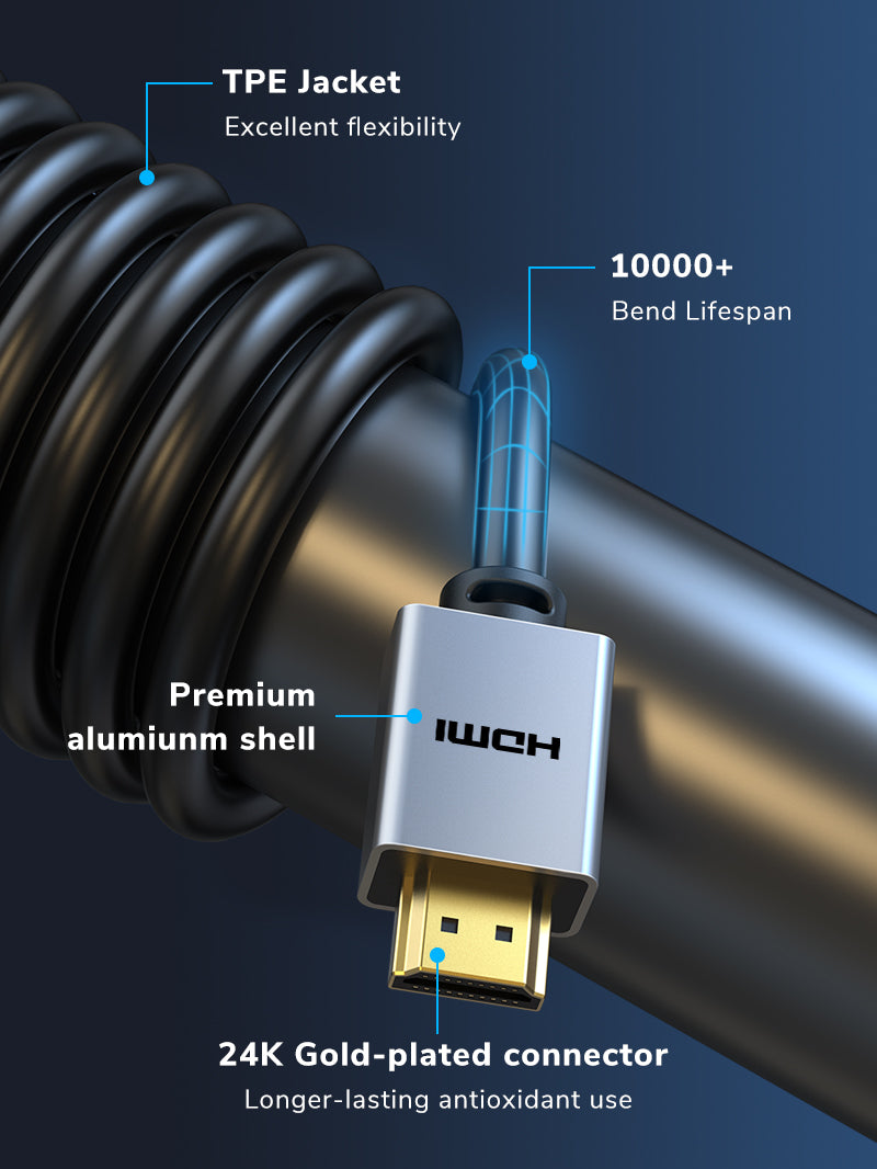 CABLETIME Gold Plated HDMI 2.0 Cable with 24K Gold-plated connector / TPE Jacket