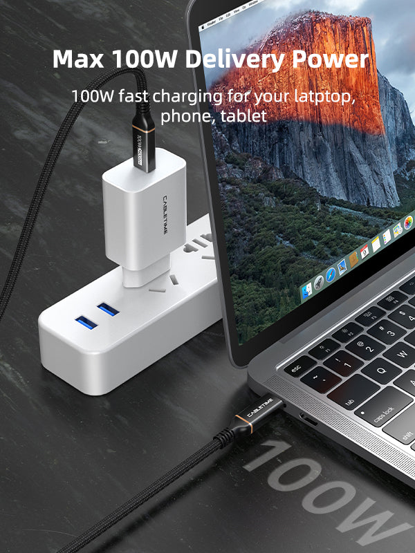 CABLETIME USB-IF Certified USB4 Cable support Max 100W DeliveryPower