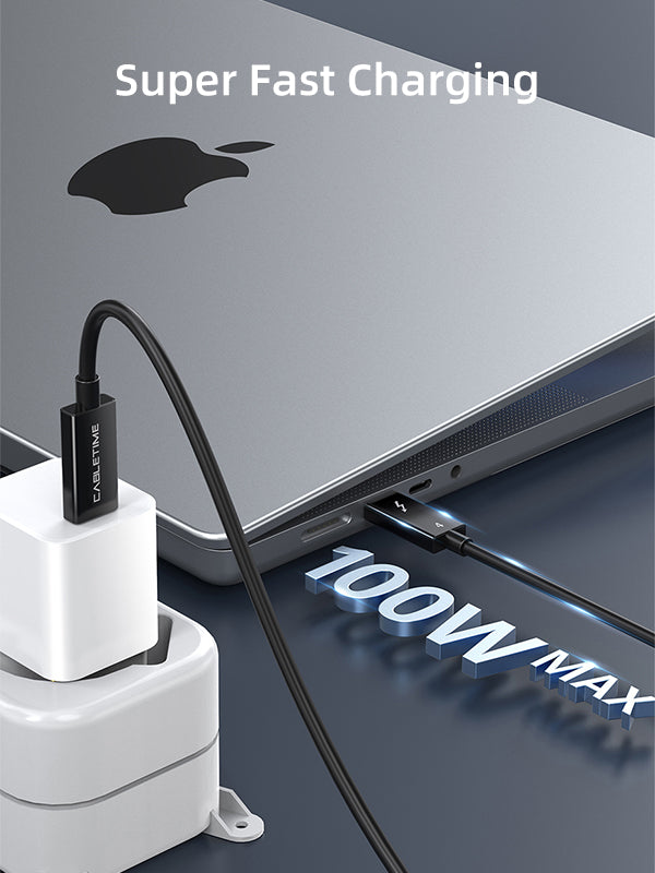 CABLETIME Intel Certified Thunderbolt 4 Cable USB C to USB C super fast charging 100w