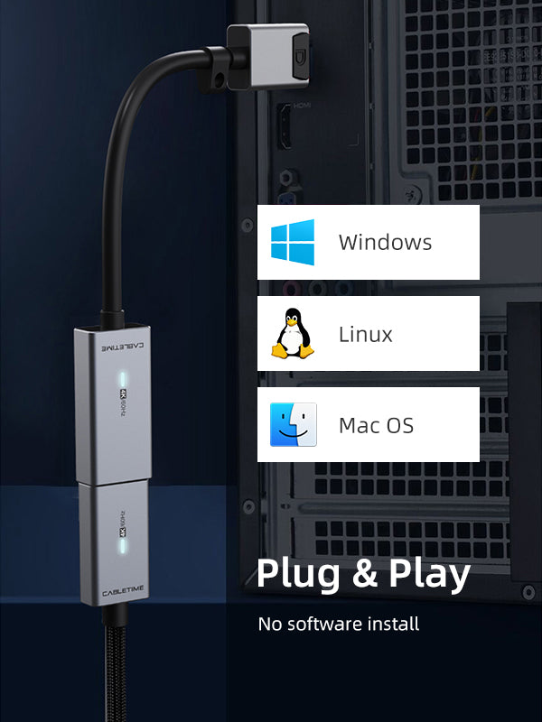 CABLETIME DisplayPort to HDMI Adapter Converter 4K 60Hz, plug and play