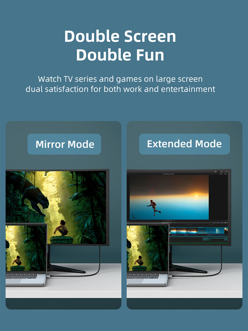 CABLETIME USB C to DisplayPort 1.4 Cable mirror mode and extended mode