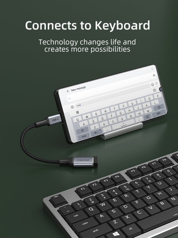 USB C Male to USB 3.0 Female Adapter connect to keyboarf