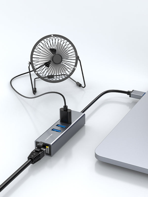 CABLETIME USB 3.0 3 Port Hub With Gigabit Ethernet Adapter, plug and play