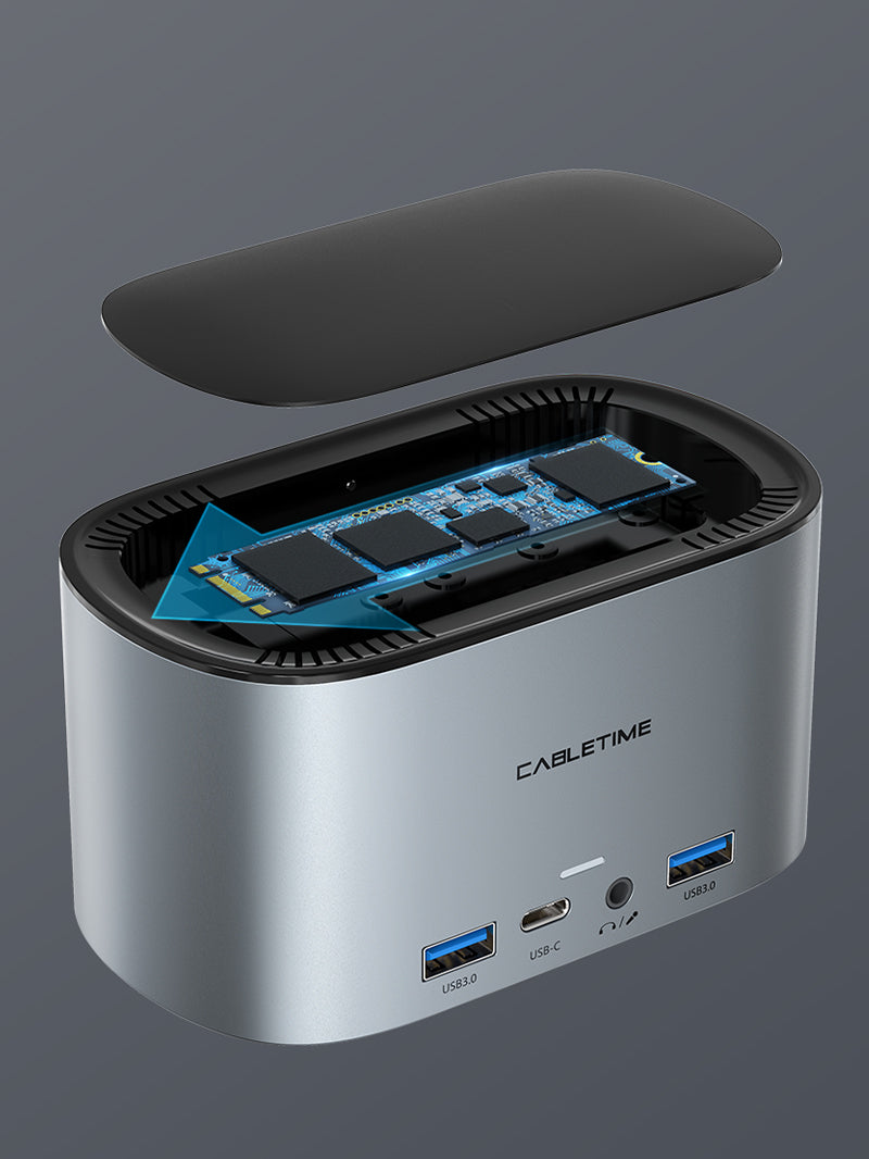 CABLETIME 13 In 1 Triple Monitor USB C Docking Station with SSD enclousure
