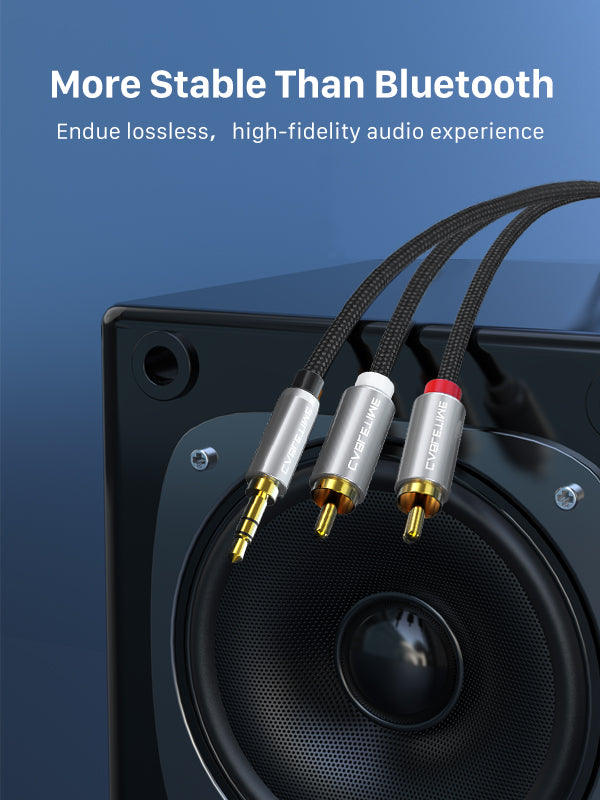 CABLETIME 3.5 MM Audio Jack to 2 RCA Audio Cable for speaker
