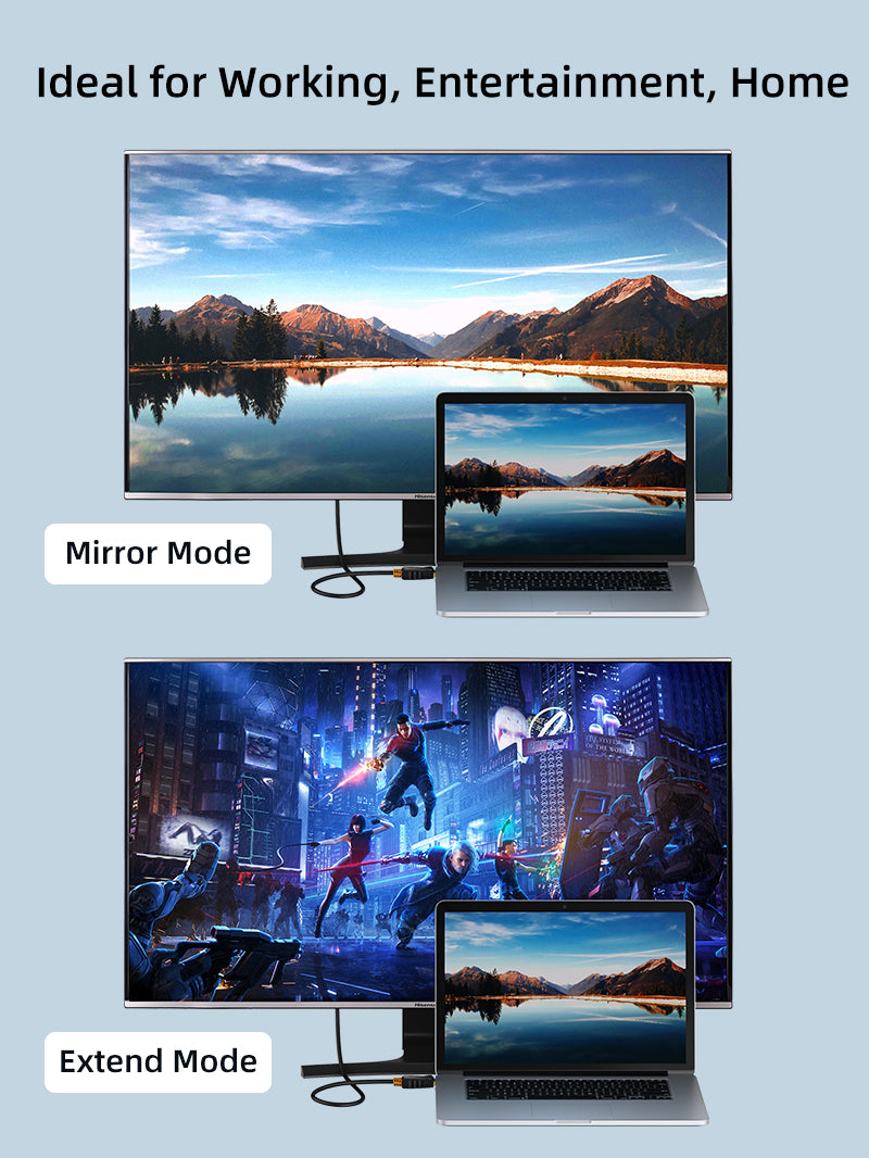 CABLETIME DisplayPort to HDMI Cord Male DP to Male HDMI Cable with extend or mirror mode