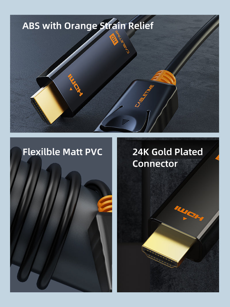 CABLETIME DisplayPort to HDMI Cord Male DP to Male HDMI Cable details