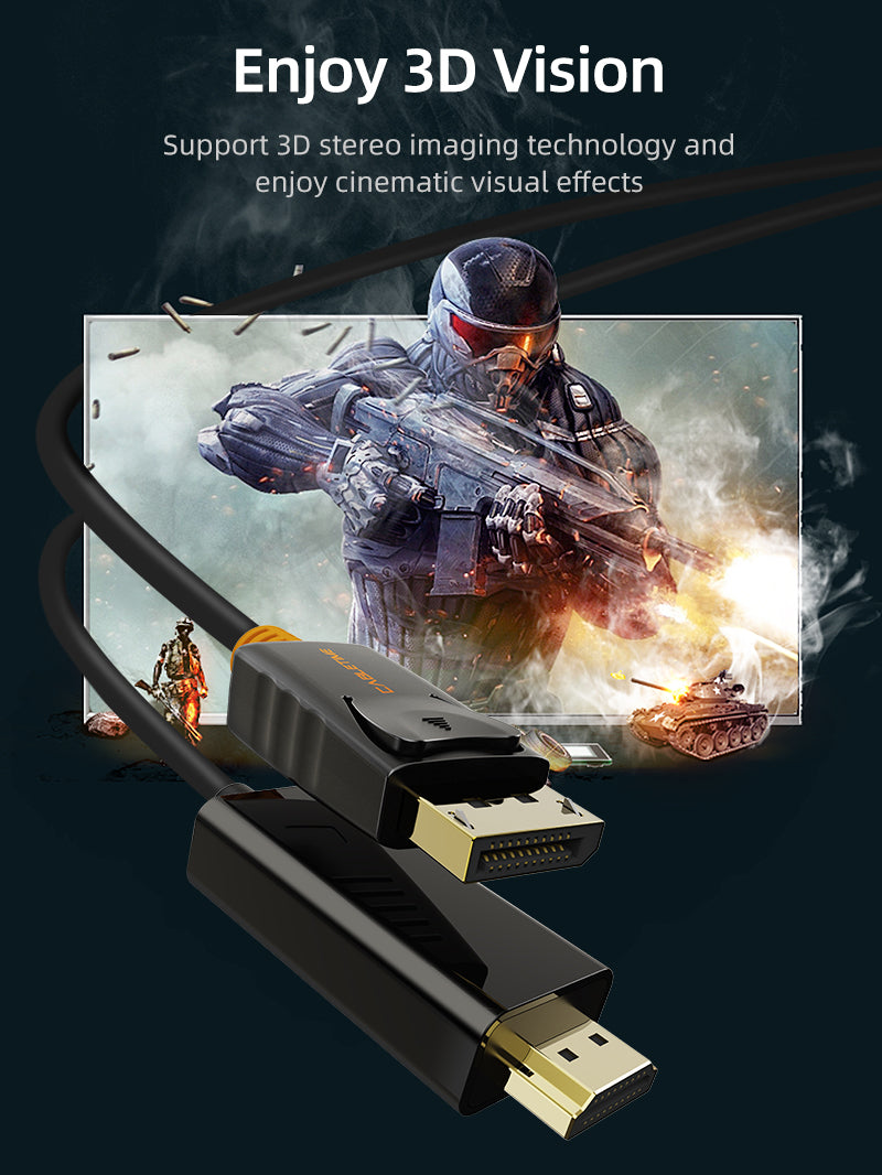 CABLETIME DisplayPort 1.2 Male to HDMI Male 4K 60Hz Cable support 3D vision