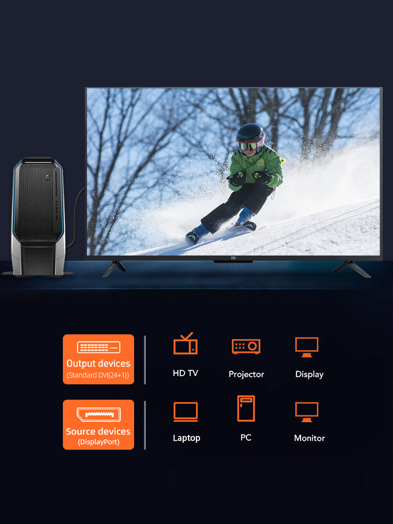 CABLETIME DisplayPort to DVI D Cable Cord 1080P , wide compatible for PC Projector HDTV