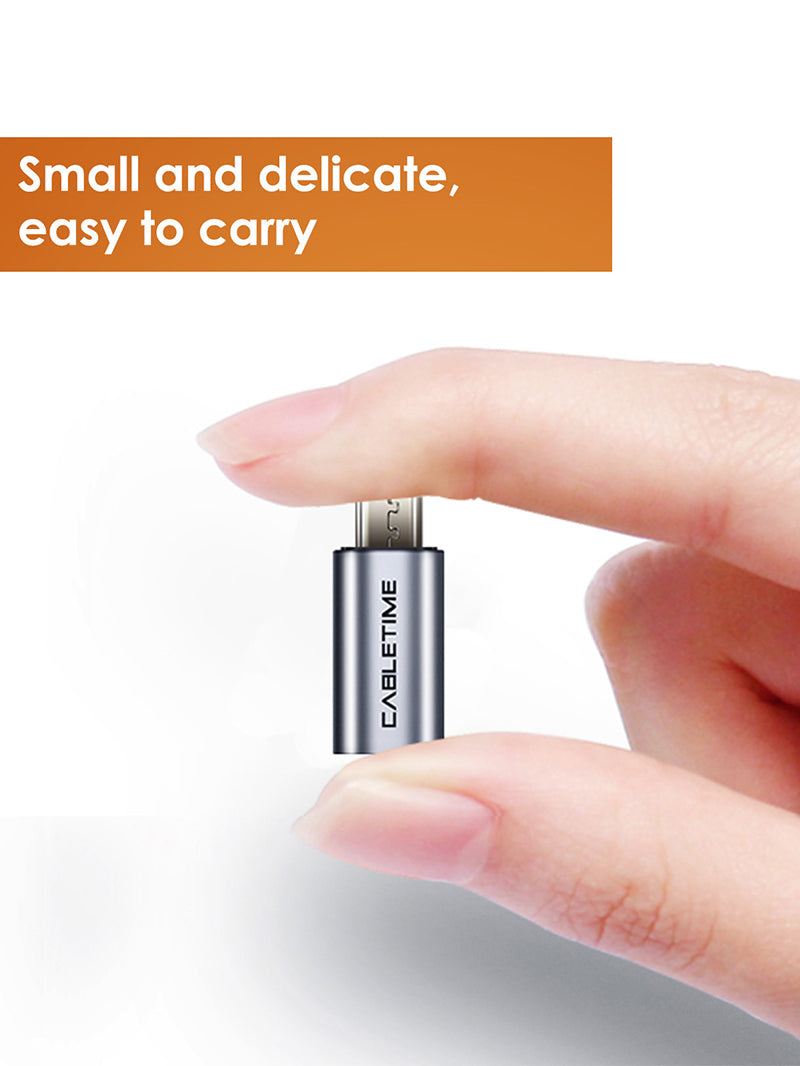 Mini CABLETIME USB 2.0 Micro B to USB Type C Adapter Converter M/F