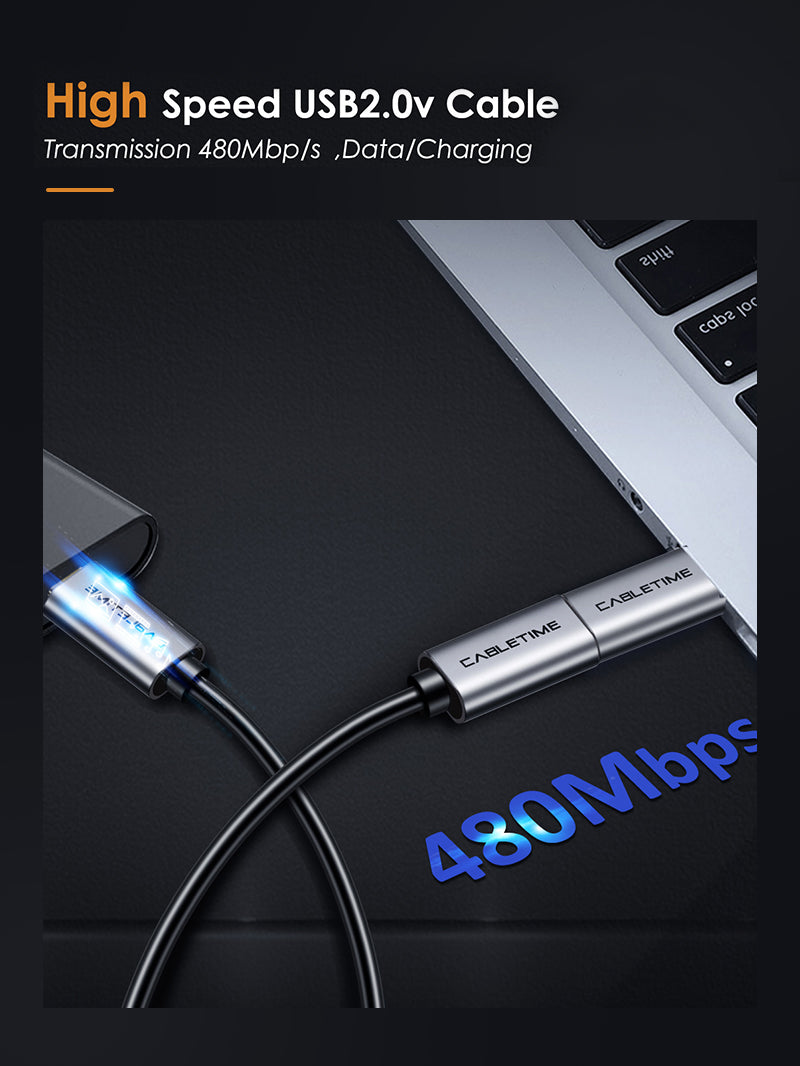480Mbp/s CABLETIME USB C Male to Micro B Female Adapter