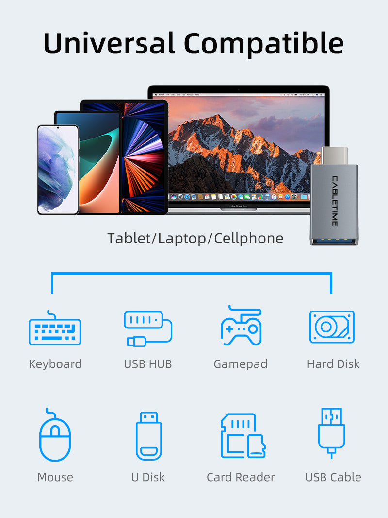 CABLETIME USB C to USB 3.0 Adapter Converter broad compatibility