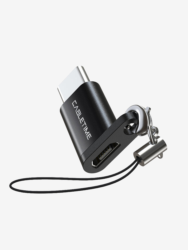 Black CABLETIME USB-C to Micro USB 2.0 Adapter OTG